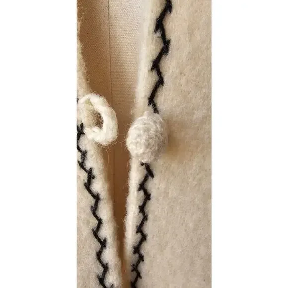 Handmade‎ Greek Vintage Wool Floral Embroidered Exquisite Cardigan Sweater Small - Picture 9 of 12